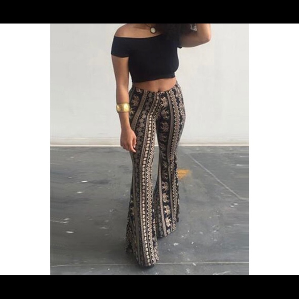 Black Floral Elephant Print